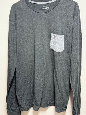 Volcom Men's Long Sleeve Crew with Contrast Pocket - Dark Gray
